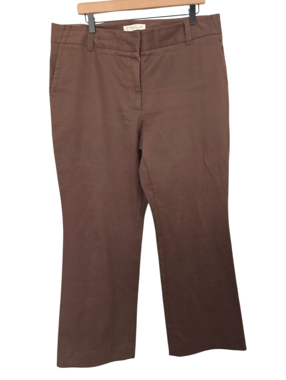 Living Planet Brown Stretch Pants Size 14 Organic Cotton Straight Leg - Picture 2 of 4